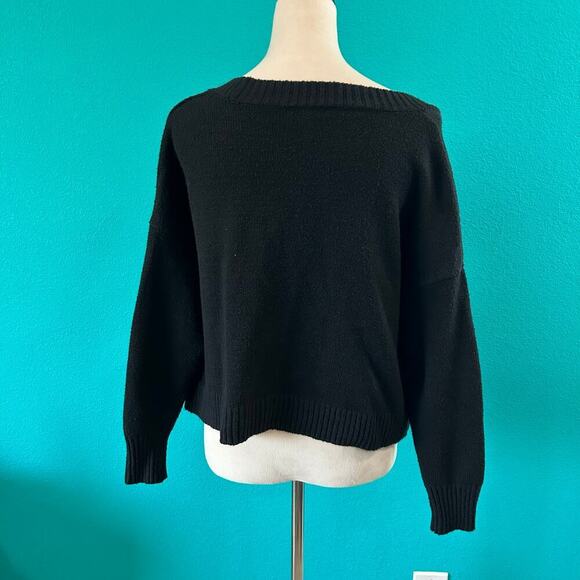 Wild Fable Black V-Neck Slouchy Cardigan Cropped Layering Topper Size M - Picture 3 of 7